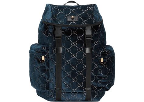 Gucci Backpack GG Velvet Medium Blue 